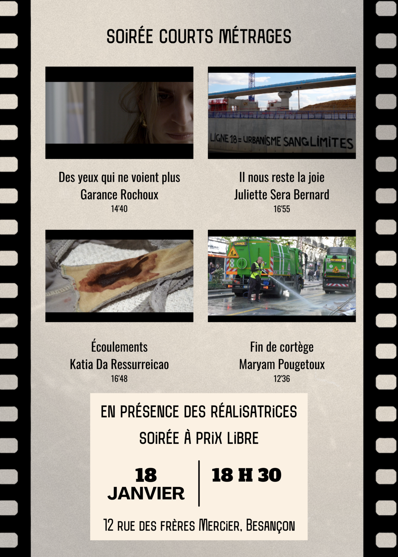 Soirée projection de 4 courts métrages documentaires